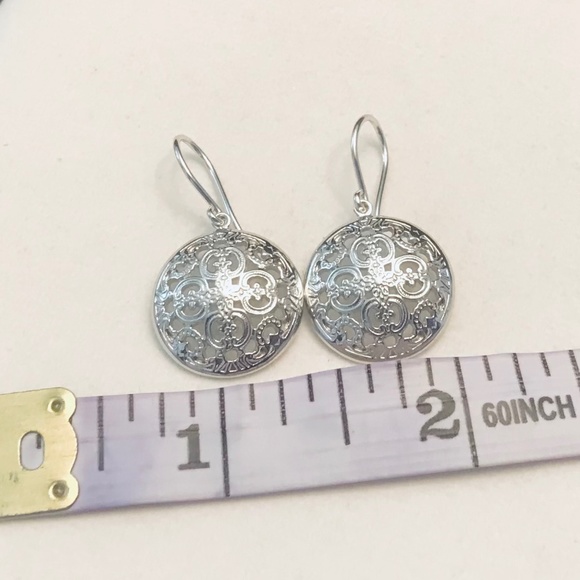 925 Silver Filagree Medallion Earrings - Picture 7 of 9